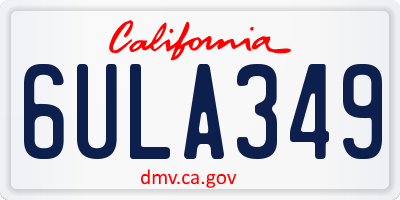 CA license plate 6ULA349