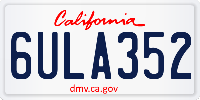 CA license plate 6ULA352