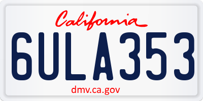 CA license plate 6ULA353