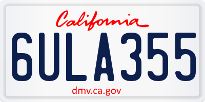CA license plate 6ULA355