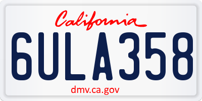 CA license plate 6ULA358