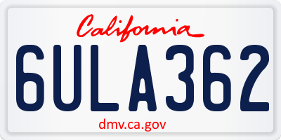 CA license plate 6ULA362
