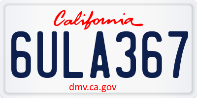 CA license plate 6ULA367