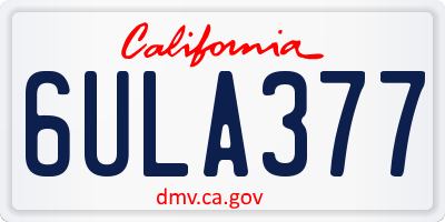 CA license plate 6ULA377