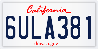 CA license plate 6ULA381