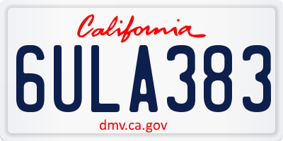 CA license plate 6ULA383