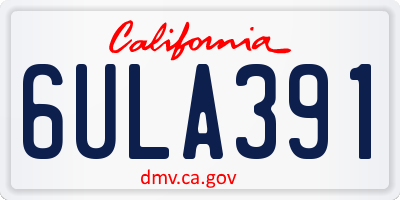CA license plate 6ULA391