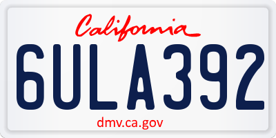 CA license plate 6ULA392
