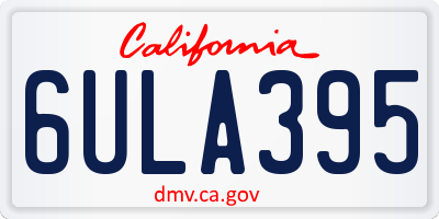 CA license plate 6ULA395