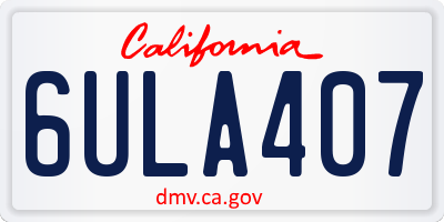 CA license plate 6ULA407