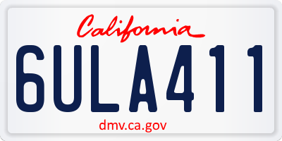 CA license plate 6ULA411