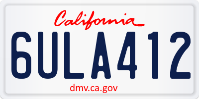 CA license plate 6ULA412