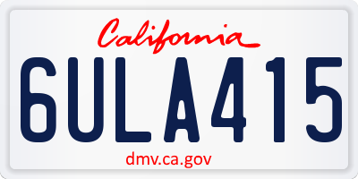 CA license plate 6ULA415