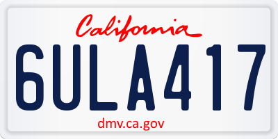CA license plate 6ULA417