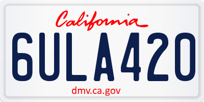 CA license plate 6ULA420