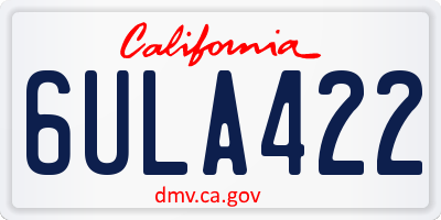 CA license plate 6ULA422
