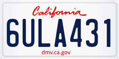 CA license plate 6ULA431