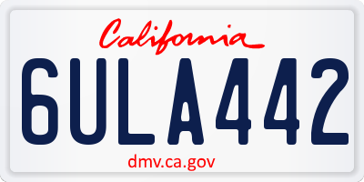 CA license plate 6ULA442