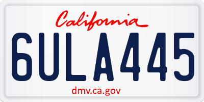 CA license plate 6ULA445