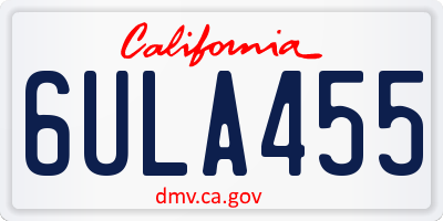 CA license plate 6ULA455