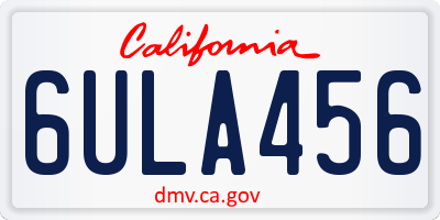 CA license plate 6ULA456