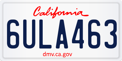 CA license plate 6ULA463