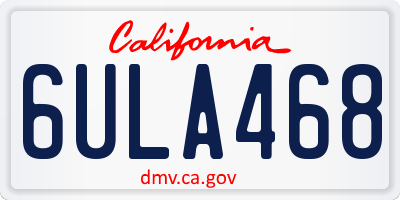 CA license plate 6ULA468