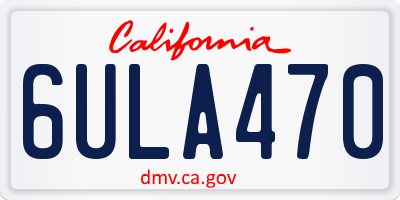 CA license plate 6ULA470