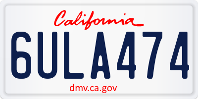 CA license plate 6ULA474