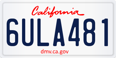 CA license plate 6ULA481