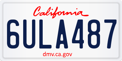 CA license plate 6ULA487
