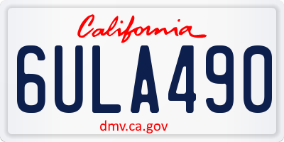CA license plate 6ULA490