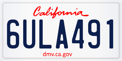 CA license plate 6ULA491