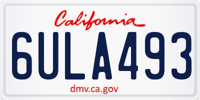 CA license plate 6ULA493