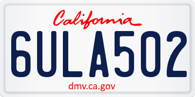 CA license plate 6ULA502
