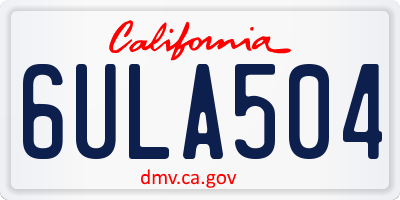 CA license plate 6ULA504