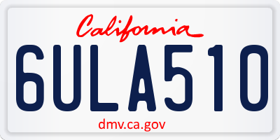 CA license plate 6ULA510