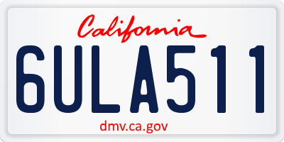 CA license plate 6ULA511