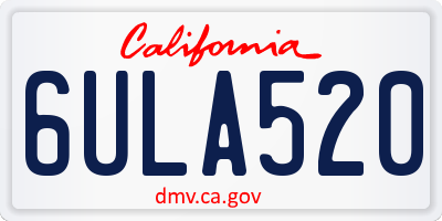 CA license plate 6ULA520