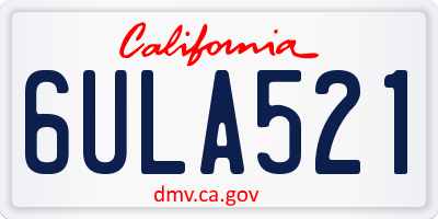 CA license plate 6ULA521