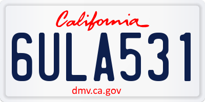 CA license plate 6ULA531