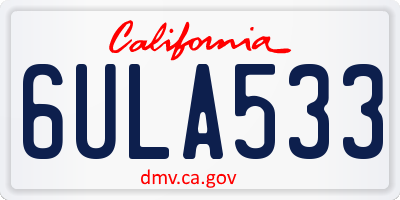 CA license plate 6ULA533