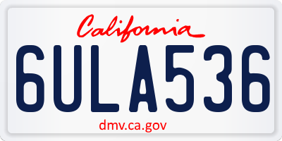 CA license plate 6ULA536