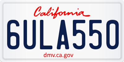 CA license plate 6ULA550