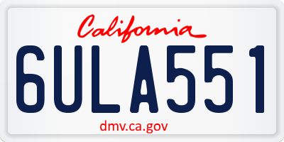CA license plate 6ULA551