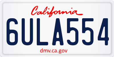 CA license plate 6ULA554