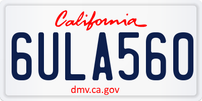 CA license plate 6ULA560
