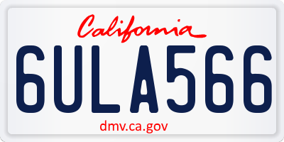 CA license plate 6ULA566
