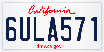 CA license plate 6ULA571