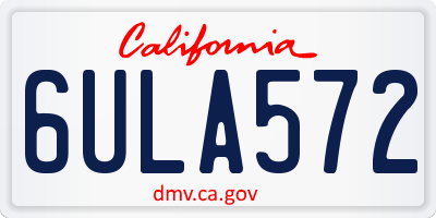 CA license plate 6ULA572